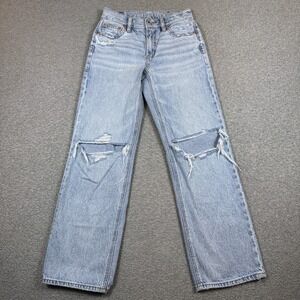 American Eagle Jeans Women's Size 25 Blue Light Wash Strigid Straight Distressed
